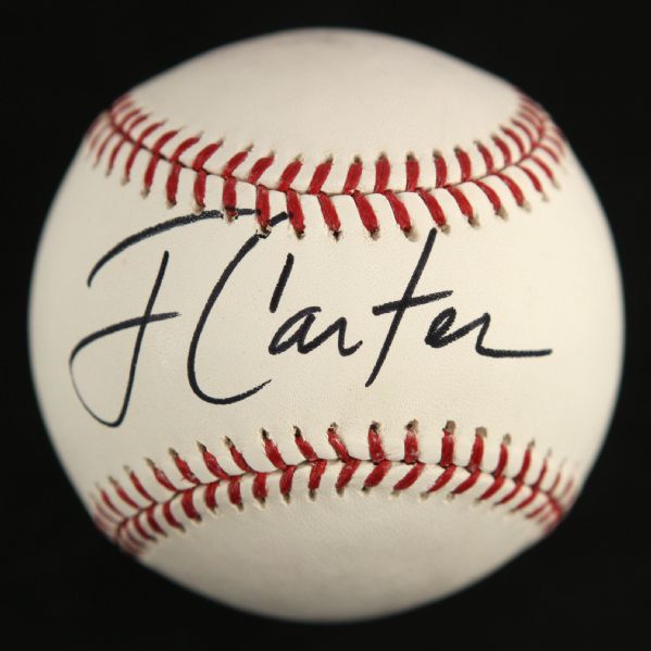 2000s Jimmy Carter 39th President of the USA Single Signed OML Selig Baseball (JSA)