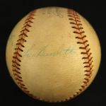 1973 Hank Aaron Eddie Mathews Lew Burdette Signed OAL Cronin Baseball (JSA)