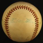 1973 Hank Aaron Eddie Mathews Lew Burdette Signed OAL Cronin Baseball (JSA)
