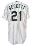2003 Josh Beckett Florida Marlins Game Worn Home Jersey (MEARS LOA)
