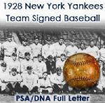 1928 New York Yankees World Series Champions Team Signed OAL Johnson Baseball w/ 27 Signatures Including Babe Ruth, Lou Gehrig, Leo Durocher & More (PSA/DNA)