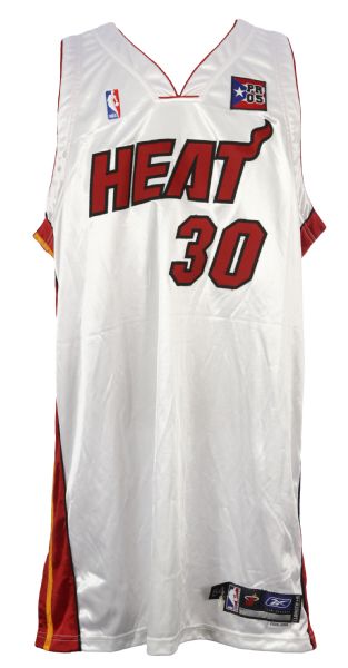 2005 (October 14) Earl Barron Miami Heat Preseason Game Worn Jersey w/ PR05 Patch (MEARS LOA)