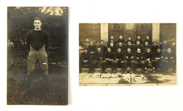 1921 EHS Championship Football Team 3.25" x 5.5" Photo/Postcard Collection - Lot of 2