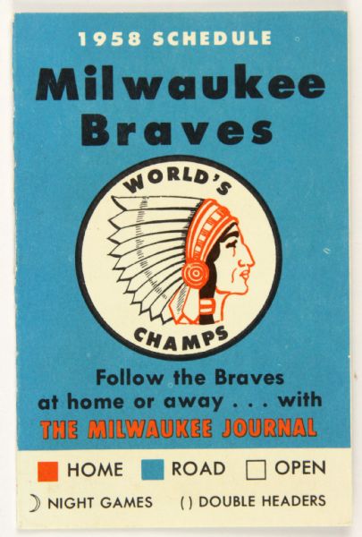1958 Milwaukee Braves Pocket Schedule