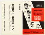 1955 Milwaukee Braves Unfolded Pocket Schedule
