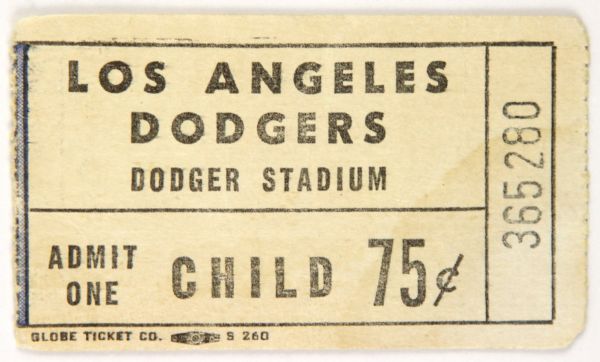 1960s Los Angeles Dodgers Dodgers Stadium Child Rain Check