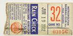 1962 (June 19) New York Mets Chicago Cubs Polo Grounds Inauguaral Season Ticket Stub