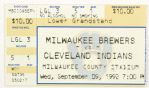1992 (September 9) Robin Yount Milwaukee Brewers 3,000th Career Hit Ticket Stub