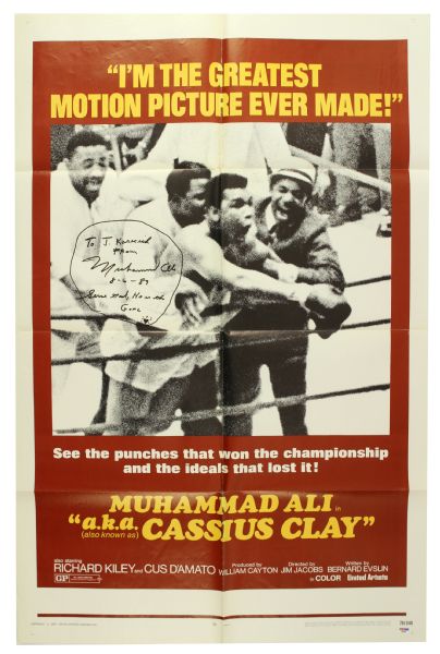 1970 Muhammad Ali World Heavyweight Champion Signed "Muhammad Ali AKA Cassius Clay" 27" x 41" Original One Sheet Movie Poster (PSA/DNA)