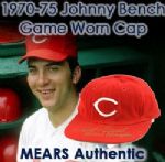 1970-75 circa Johnny Bench Cincinnati Reds Signed Game Worn Cap (MEARS LOA/JSA)