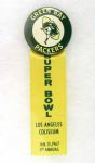 1967 (January 15th) Rare Inaugural Onsite Green Bay Packers Super Bowl One 2 ½” Celluloid Pinback Button W/ Printed Ribbon (Paul Muchinsky Collection)