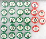1969 Drenks Potato Chips Green Bay Packers Complete Set 1” litho pinback buttons (20) + Red Variation Complete Set (6) “Paul Muchinsky Collection”