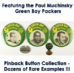 1965-67 circa EXTREMELEY RARE Asco 6” JUMBO Green Bay Packers Celluloid Player Photo Pinback Button (9) Collection w/ Bart Starr, Jim Taylor, Paul Hornung, etc. (Paul Muchinsky Collection)