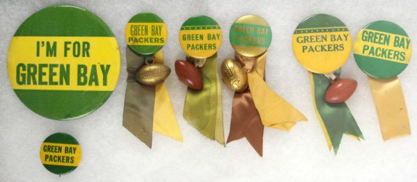1940-50s Green Bay Packers Celluloid Pinback Button Collection (7) “Paul Muchinsky Collection”