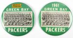 1961 JUMBO 6” Green Bay Packers Celluloid Team Photo Button (2) W/ Original ASCO Labels On Reverse “Collection of Paul Muchinsky”