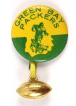 1940s Green Bay Packers HTF Design 1 ¾” Celluloid Pinback Button W/ Ribbon & Football Charm (Paul Muchinsky Collection)