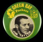 1965-67 circa EXTREMELY RARE Asco Jim Taylor Green Bay Packers 3 ½” Celluloid Player Photo Pinback Button (Provenance from the Paul Muchinsky Collection)