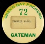 1950-60s circa Rare Employee Green Bay Packers (72) Gateman 3” Celluloid Window Pinback Button (Paul Muchinsky Collection)