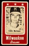 1960-65 circa Eddie Mathews (Bat On Shoulder) Milwaukee Braves 3.5”x5.5” Paper Photo W/ Printed Frame Pinback Button (Paul Muchinsky Collection)