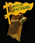 1950s Green Bay Packers 2"x3” Plastic Pennant Pinback W/ Dual Ribbon & Football Charm (Paul Muchinsky Collection)