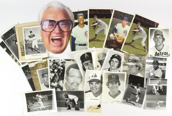 1970-80s Baseball Paper Ephemera Lot of Photos & Harry Carey Mask