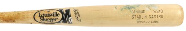 2011 Starlin Castro Chicago Cubs Louisville Slugger Professional Model Game Used Maple Bat (MEARS LOA)