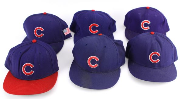 1980s-2000s Chicago Cubs Game Worn Cap Collection - Lot of 6 w/ Carlos Zambrano, Eric Young & More (MEARS LOA)