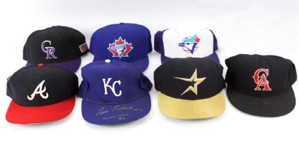 1983-2001 Game Worn Cap Collection - Lot of 7 w/ Roger Clemens, Jim Abbott, Moises Alou & More (MEARS LOA) 