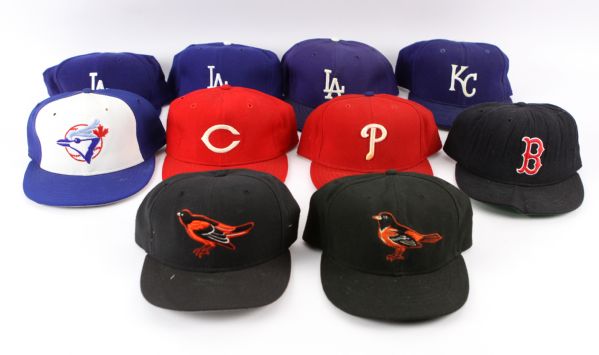 1970s-2000s Game Worn Cap Collection - Lot of 10 w/ Tommy Lasorda, Tim Wallach & More (MEARS LOA)