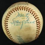 1973 Umpire Signed ONL Feeney Oakland A's New York Mets World Series Shea Stadium Game Used Baseball (MEARS LOA/JSA)