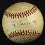 1961 (June 11) Yogi Berra New York Yankees Signed OAL Cronin Yankee Stadium Game Used Baseball (MEARS LOA/JSA) Berra Hits 2 HR