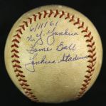 1961 (June 11) Yogi Berra New York Yankees Signed OAL Cronin Yankee Stadium Game Used Baseball (MEARS LOA/JSA) Berra Hits 2 HR