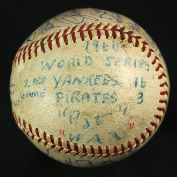 1960 (October 6) Pittsburgh Pirates New York Yankees Multi Signed ONL Giles Forbes Field World Series Game Used Baseball w/ 15 Signatures Including Berra, Ford, Groat & More (MEARS LOA/JSA)