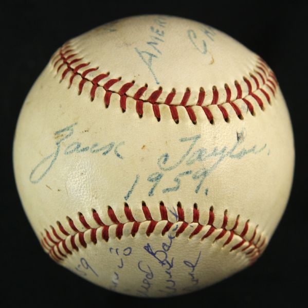 1959 (October 1) Luis Aparicio Zack Taylor Chicago White Sox Signed OAL Cronin Comiskey Park World Series Game Used Baseball (MEARS LOA/JSA) 