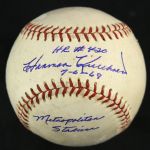 1969 (July 6) Harmon Killebrew Minnesota Twins Signle Signed OAL Cronin Game Used Home Run Baseball (MEARS LOA/JSA) Career Home Run #420