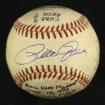1973 (June 10) Pete Rose Cincinnati Reds Single Signed ONL Feeney Wrigley Field Game Used Baseball (MEARS LOA/JSA)