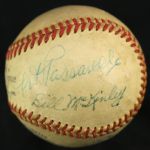 1952 Umpire Signed ONL Giles New York Yankees Brooklyn Dodgers Ebbets Field World Series Game Used Baseball (MEARS/JSA LOA)