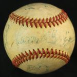 1952 Umpire Signed ONL Giles New York Yankees Brooklyn Dodgers Ebbets Field World Series Game Used Baseball (MEARS/JSA LOA)