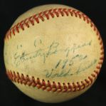 1952 Umpire Signed ONL Giles New York Yankees Brooklyn Dodgers Ebbets Field World Series Game Used Baseball (MEARS/JSA LOA)