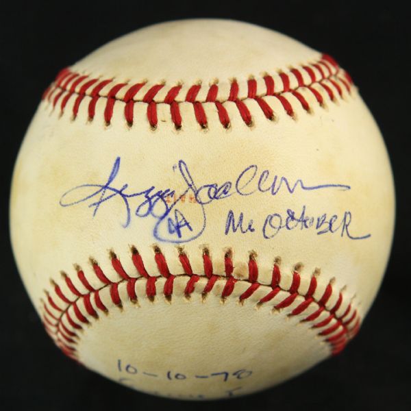 1978 (October 10) Reggie Jackson New York Yankees Single Signed OWS Kuhn Dodger Stadium World Series Home Run Game Used Ball (MEARS LOA/JSA)