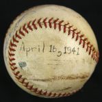 1941 (April 16) Phil Rizzuto New York Yankees Signed OAL Harridge Yankee Stadium Game Used Baseball (MEARS LOA/JSA)