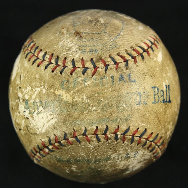 1920 (June 12) Cleveland Indians New York Yankees Dunn Field OAL Johnson Game Used Baseball (MEARS LOA)