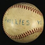 1958 (June 29) Stan Musial St. Louis Cardinals Single Signed ONL Giles Connie Mack Stadium Game Used Baseball (MEARS LOA/JSA)