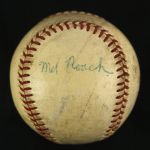 1957-62 Rare Single Signed Mel Roach Milwaukee Braves/Cubs/Phillies Signed ONL Giles Game Used Baseball (MEARS LOA/JSA)