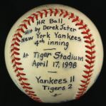 1998 (April 17) Derek Jeter New York Yankees Single Signed OAL Budig Tiger Stadium Game Used Home Run Baseball (MEARS LOA/JSA)