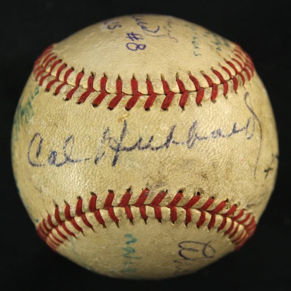1949 New York Yankees Brooklyn Dodgers Multi Signed OAL Harridge Yankee Stadium World Series Game Used Baseball w/ Yogi Berra, Cal Hubbard & More (MEARS LOA/JSA)