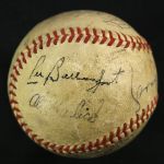 1949 New York Yankees Brooklyn Dodgers Multi Signed OAL Harridge Yankee Stadium World Series Game Used Baseball w/ Yogi Berra, Cal Hubbard & More (MEARS LOA/JSA)