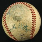 1949 New York Yankees Brooklyn Dodgers Multi Signed OAL Harridge Yankee Stadium World Series Game Used Baseball w/ Yogi Berra, Cal Hubbard & More (MEARS LOA/JSA)