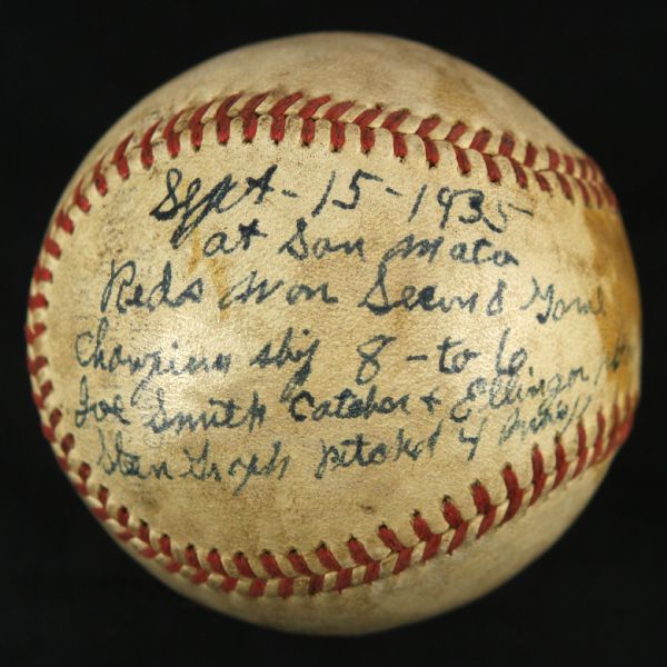 1935 (September 15) Minor League/College/Barnstorming Game Used Baseball (MEARS LOA)