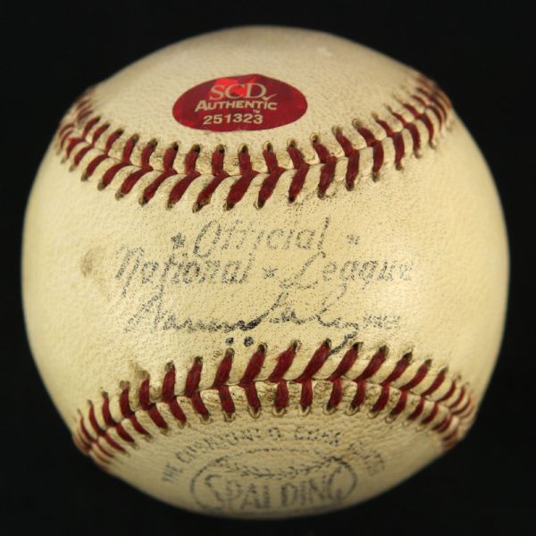 1952-57 circa Game Used ONL Giles Baseball (MEARS LOA)